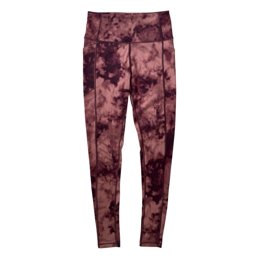 VS burgundy and purple tie-dye acid wash high waist leggings w/ pockets size 4